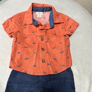 Cat & Jack Baby Boy Button Down Shirt + Shorts Set - Sz. 3-6mo.